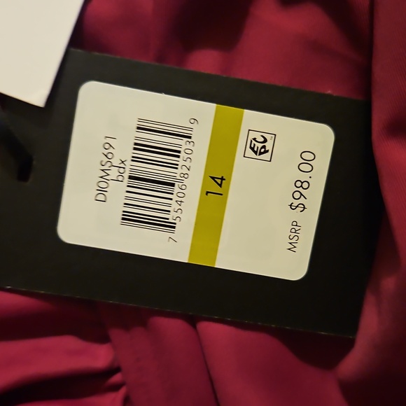 DKNY Elegant Burgundy Ruffled One-Piece Swimsuit Size 14 (Large) - Picture 5 of 8